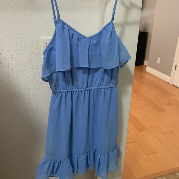 Blue Ruffle Mini Dress - Picture 3 of 4